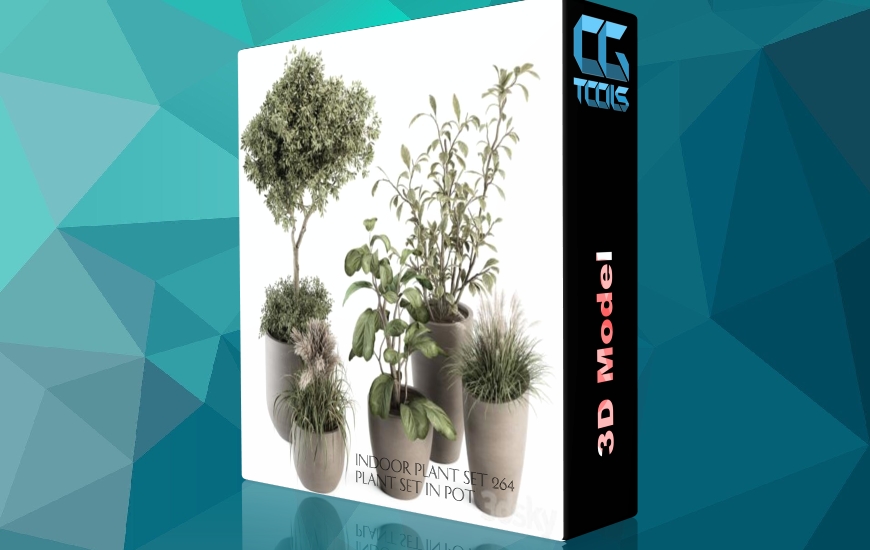 مدل سه بعدی مجموعه گیاهان داخلی 264 : مجموعه گیاه در گلدان